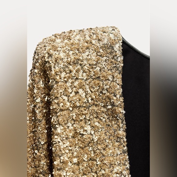 NWT. Zara ZW Collection Golden Sequin Short Dress. Size XS. - Picture 7 of 11